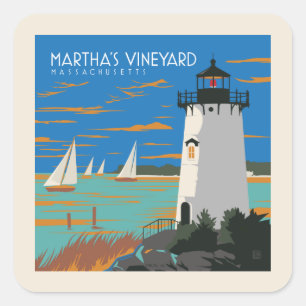 Martha's Vineyard, Massachusetts   Vuurtoren Vierkante Sticker