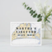 Martha's Vineyard Nautical Latitude Longitude Briefkaart (Staand voorkant)