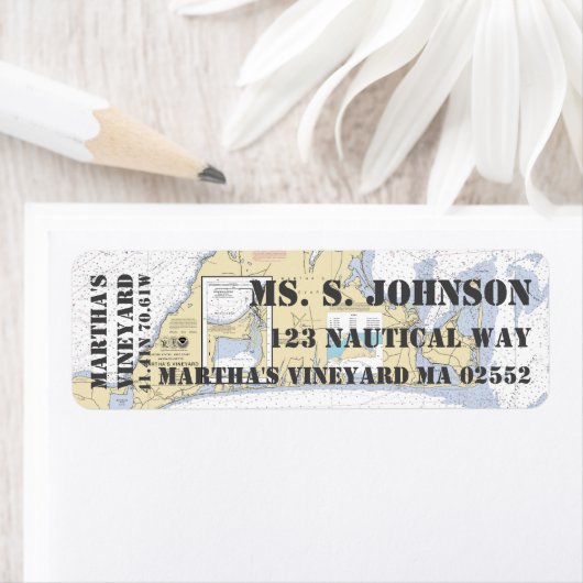 Martha's Vineyard Nautical Navigation Chart Etiket (Insitu)