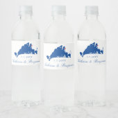 Martha's Vineyard Oak Bluffs Navy Wedding Waterfles Etiket (Flessen)