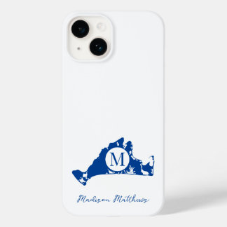 Martha's Vineyard Simple Map Blue Name Case-Mate iPhone 14 Hoesje