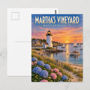 Martha's Vineyard Sunset Lighthouse Massachusetts  Briefkaart