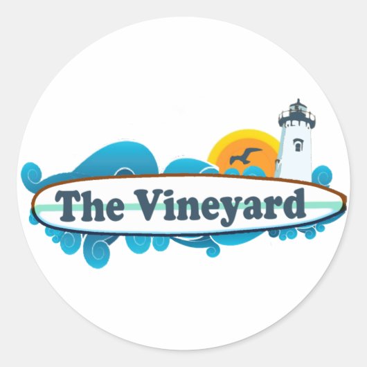 Martha's Vineyard "Surf" Design. Ronde Sticker (Voorkant)