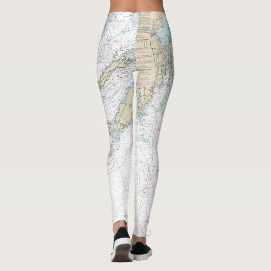 Martha's Vineyard to Block Island Nautische kaart Leggings (Achterkant)