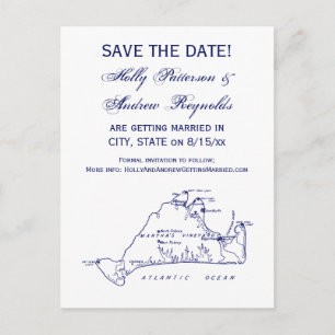 Martha's Vineyard Vintage Kaart #1 Navy Blauwe