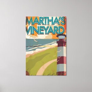 Marthas Vineyard Vintage Reisposter Canvas Afdruk