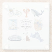 Martha's Vineyard Waterverf Icons Glazen Onderzetter (Achterkant)