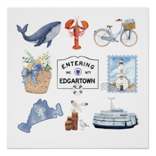 Marthas Vineyard Waterverf Icons Perfect Poster