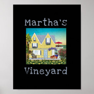 Marthas Vineyard Zomer Vakantie Strand Cottage Rij Poster