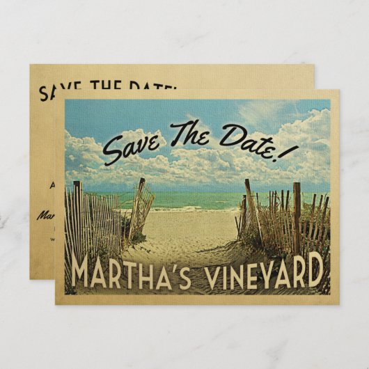 Martha's wijngaard redt de  datum aankondigingskaart (Voorkant / Achterkant)