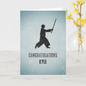Martial Artist Aikido Stance Gefeliciteerd Heren Kaart (Gele Bloem)