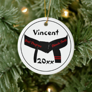 Martial Arts 2e graads zwarte riem rood Keramisch Ornament