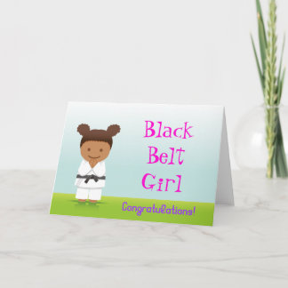 Martial Arts Black Belt Girl Congratulations Card Kaart