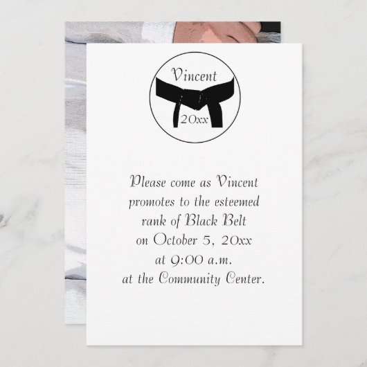 Martial Arts Black Belt Promotie Test Uitnodiging (Voorkant / Achterkant)
