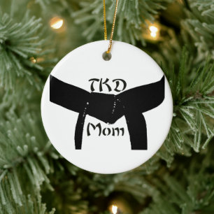 Martial Arts Black Belt TKD Mam Keramisch Ornament