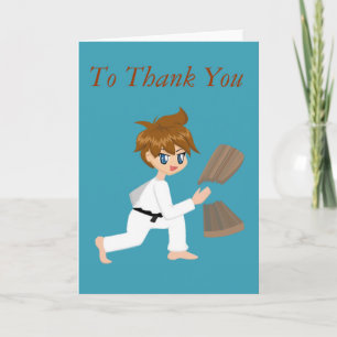 Martial Arts Boy Breaking Board Dank u kaarten