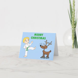 Martial Arts Boy en zijn Rendier Christmas Kaarten