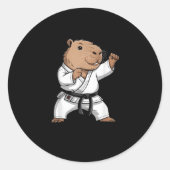 Martial Arts Capybara Funny Karate Taekwondo Jiu J Ronde Sticker (Voorkant)