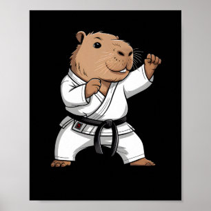 Martial Arts Capyra Grappig Karate Taekwondo Jiu J Poster