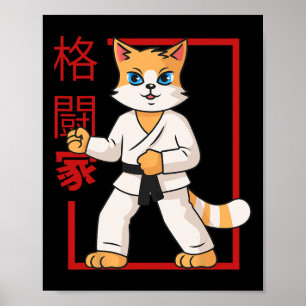 Martial Arts Cat Kitten Kawaii Cat Lover Poster