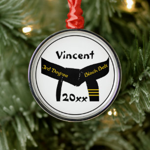 Martial Arts Derdegraads Black Belt Rank Metalen Ornament