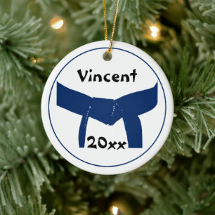 Martial Arts donkerblauwe riem gedateerd Keramisch Ornament