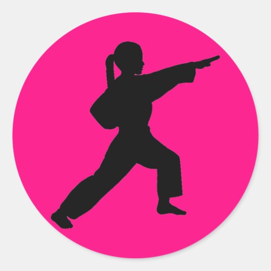 Martial Arts Front Strike Meisje heet roze sticker (Voorkant)