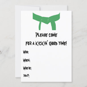 Martial Arts Green Belt Invitation de fête d'anniv