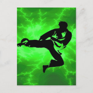 Martial Arts Green Lightning Man Briefkaart