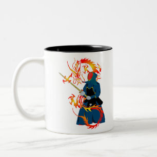 Martial Arts Hwa Rang Do Stick Fighting Dragon Tweekleurige Koffiemok