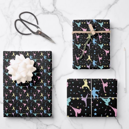 Martial Arts Karate Abstracte Stars Sparkles Inpakpapier Vel (Voorkant)