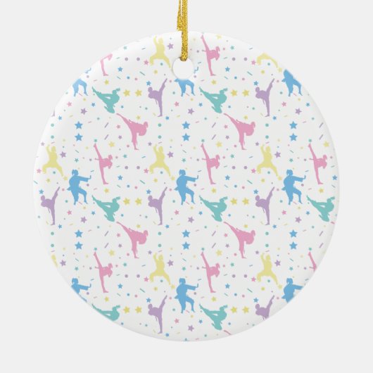 Martial Arts Karate Abstracte Stars Sparkles Keramisch Ornament (Achterkant)