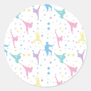 Martial Arts Karate Abstracte Stars Sparkles Ronde Sticker