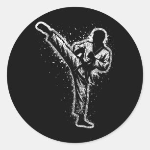 Martial Arts Karate Kick Taekwondo Belt Ronde Sticker
