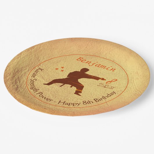 Martial Arts Karate Party 8th Kids Verjaardag Papieren Bordje (Gekanteld)