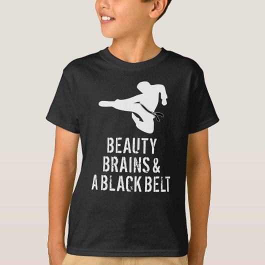 Martial Arts Karate Shirt Beauty Brains Zwarte Bel (Voorkant)