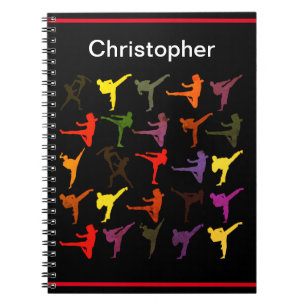 Martial Arts Kick Karate Kinder Zwart Eenvoudig Mo Notitieboek