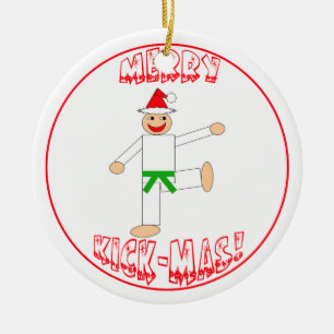 Martial Arts Merry Kick Mas Green Belt Keramisch Ornament