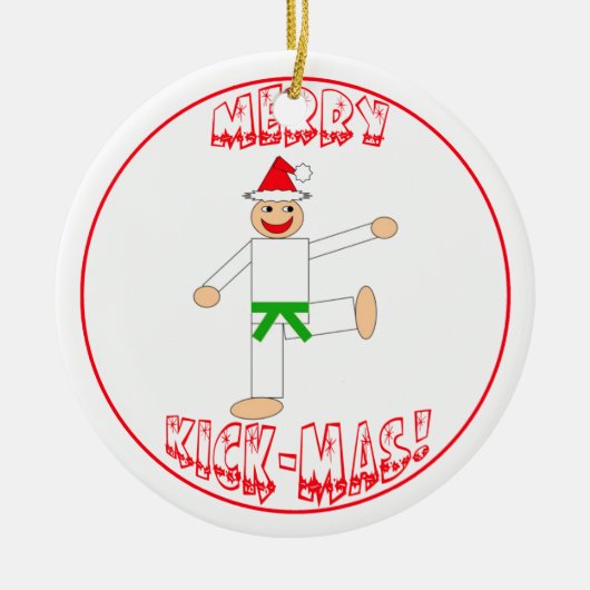 Martial Arts Merry Kick Mas Green Belt Keramisch Ornament (Voorkant)