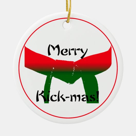 Martial Arts Merry Kick Mas Keramisch Ornament (Voorkant)