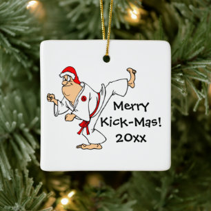Martial Arts Merry Kick-Mas Kerstmis Keramisch Ornament