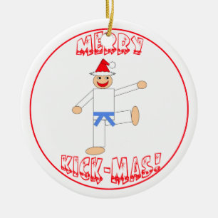Martial Arts Merry Kick Mas Light Blue Belt Keramisch Ornament