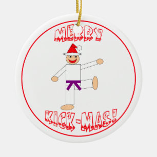 Martial Arts Merry Kick Mas Paarse Belt Keramisch Ornament