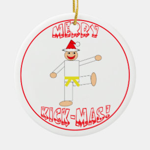 Martial Arts Merry Kick Mas Yellow Belt Keramisch Ornament