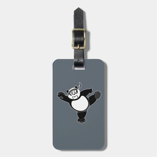 Martial Arts Panda - Grijs Bagagelabel (Voorkant verticaal)