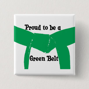 Martial Arts Proud om een groene gordel te worden Vierkante Button 5,1 Cm
