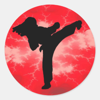 Martial Arts Red Lightning vrouw Ronde Sticker