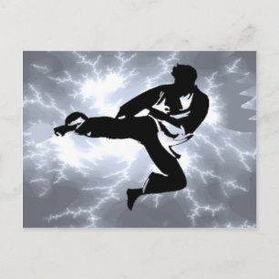 Martial Arts Silver Lightning man Briefkaart
