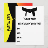 Martial Arts Verjaardagsfeest Geel Rood Uitnodigin Kaart (Voorkant / Achterkant)