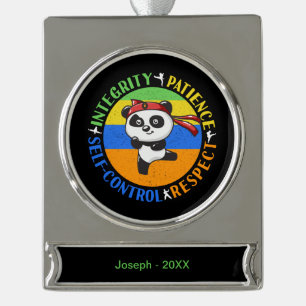 Martial Arts Waarden - Jongens Karate Mindset Verzilverd Banner Ornament